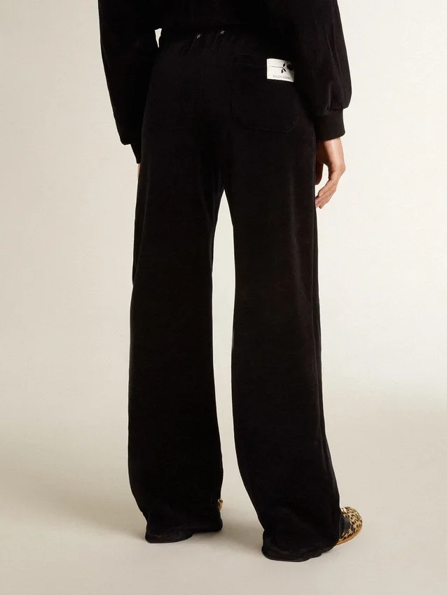 Pantalones de chándal para mujer en mezcla de algodón con efecto terciopelo