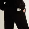 Pantalones de chándal para mujer en mezcla de algodón con efecto terciopelo