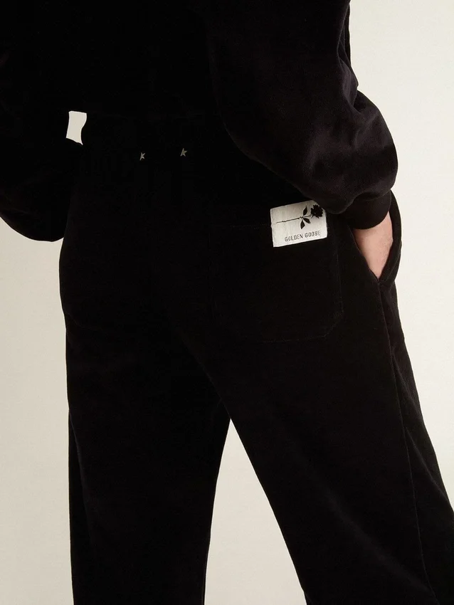 Pantalones de chándal para mujer en mezcla de algodón con efecto terciopelo