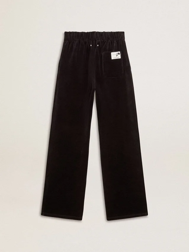 Pantalones de chándal para mujer en mezcla de algodón con efecto terciopelo