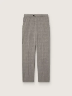 Pantalones de corte entallado para hombre con estampado de cuadros Príncipe de Gales en gris