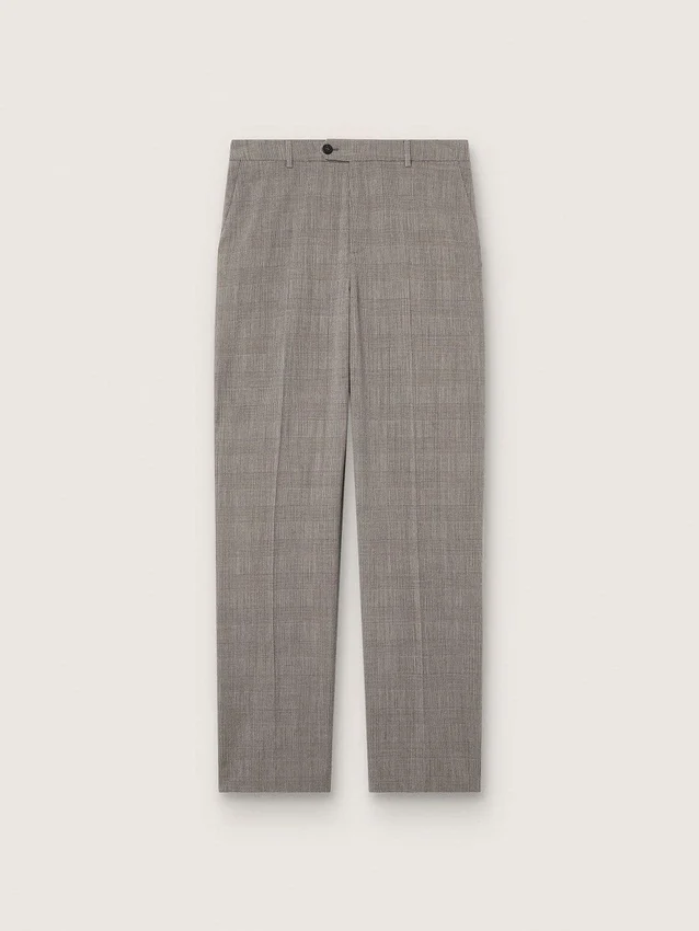 Pantalones de corte entallado para hombre con estampado de cuadros Príncipe de Gales en gris