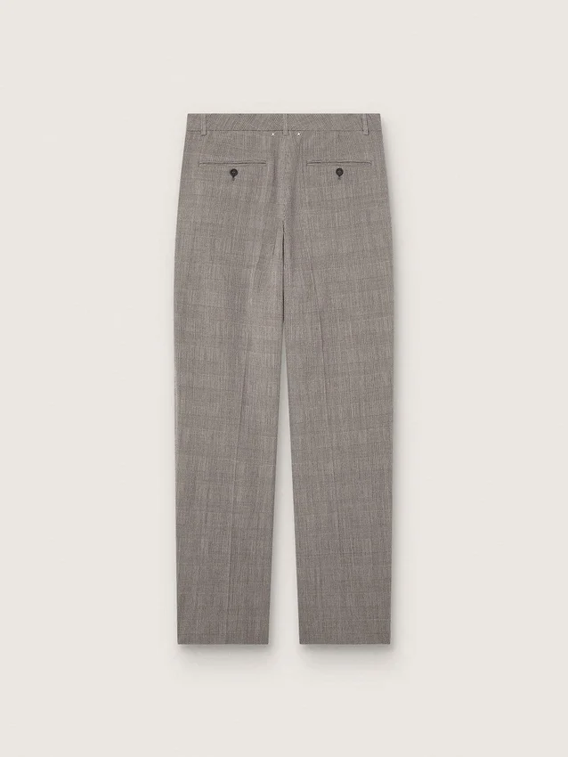 Pantalones de corte entallado para hombre con estampado de cuadros Príncipe de Gales en gris