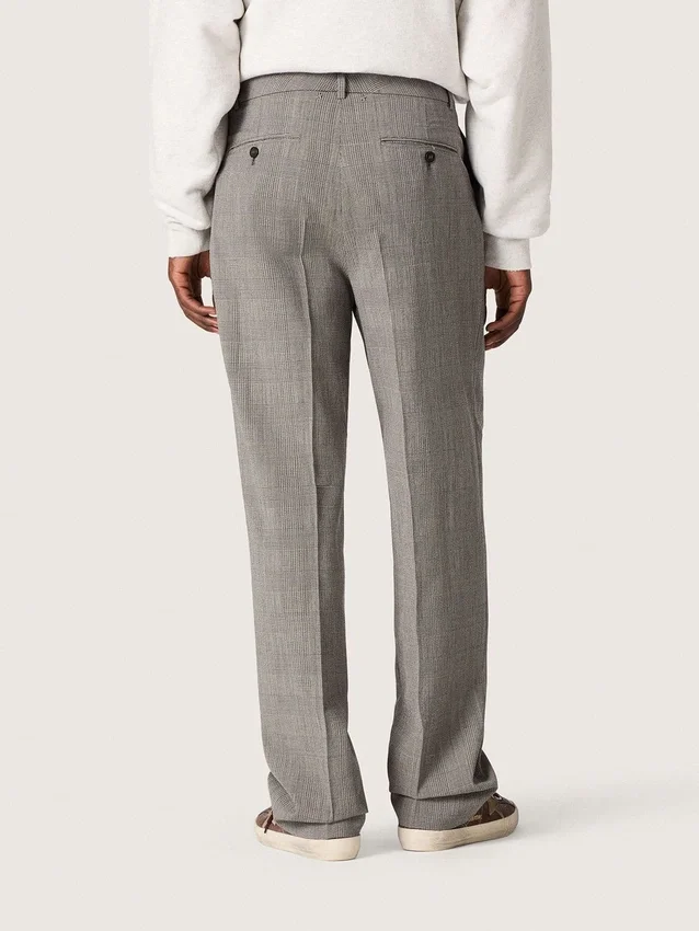 Pantalones de corte entallado para hombre con estampado de cuadros Príncipe de Gales en gris