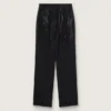 Pantalones de denim de algodón para mujer con adornos de cristales con efecto sombreado