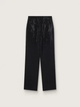 Pantalones de denim de algodón para mujer con adornos de cristales con efecto sombreado