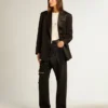 Pantalones de denim de algodón para mujer con adornos de cristales con efecto sombreado