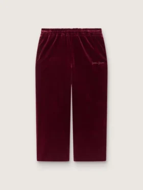 Pantalones de efecto terciopelo burdeos para niñas con bolsillo trasero