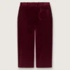 Pantalones de efecto terciopelo burdeos para niñas con bolsillo trasero