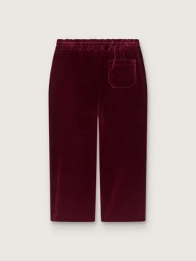 Pantalones de efecto terciopelo burdeos para niñas con bolsillo trasero