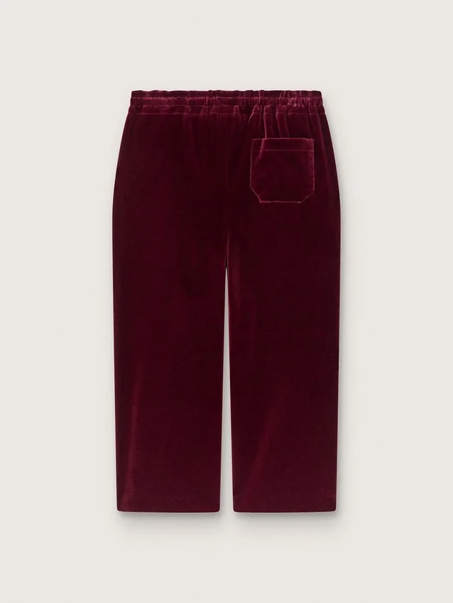 Pantalones de efecto terciopelo burdeos para niñas con bolsillo trasero