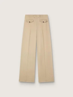 Pantalones de gabardina de lana para mujer en color arena
