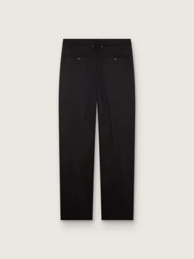 Pantalones de hombre de lana fina negra con raya lateral de satén
