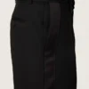 Pantalones de hombre de lana fina negra con raya lateral de satén