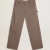 Pantalones de hombre de mezcla de lana con microdibujo en forma de chevron marrón claro