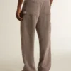 Pantalones de hombre de mezcla de lana con microdibujo en forma de chevron marrón claro