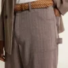 Pantalones de hombre de mezcla de lana con microdibujo en forma de chevron marrón claro