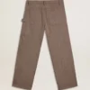 Pantalones de hombre de mezcla de lana con microdibujo en forma de chevron marrón claro