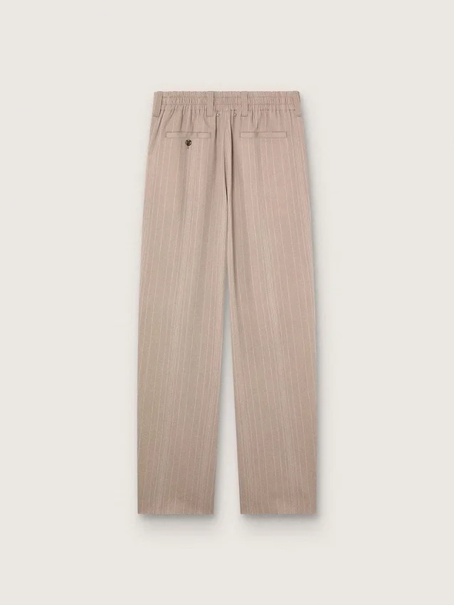 Pantalones de hombre en mezcla de lana gris con motivo de rayas finas