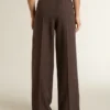 Pantalones de lana virgen marrones para mujer