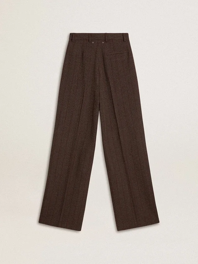 Pantalones de lana virgen marrones para mujer