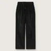 Pantalones de mujer de denim de algodón negro con acabado desgastado