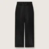 Pantalones de mujer de denim de algodón negro con acabado desgastado
