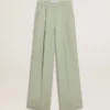 Pantalones de mujer de lana en verde salvia
