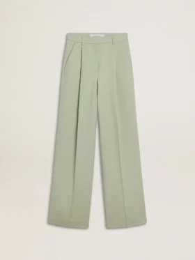 Pantalones de mujer de lana en verde salvia