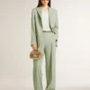 Pantalones de mujer de lana en verde salvia