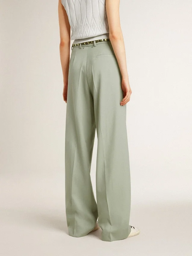 Pantalones de mujer de lana en verde salvia