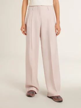 Pantalones de mujer de tejido de lana entallado en color rosa