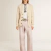 Pantalones de mujer de tejido de lana entallado en color rosa