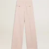Pantalones de mujer de tejido de lana entallado en color rosa