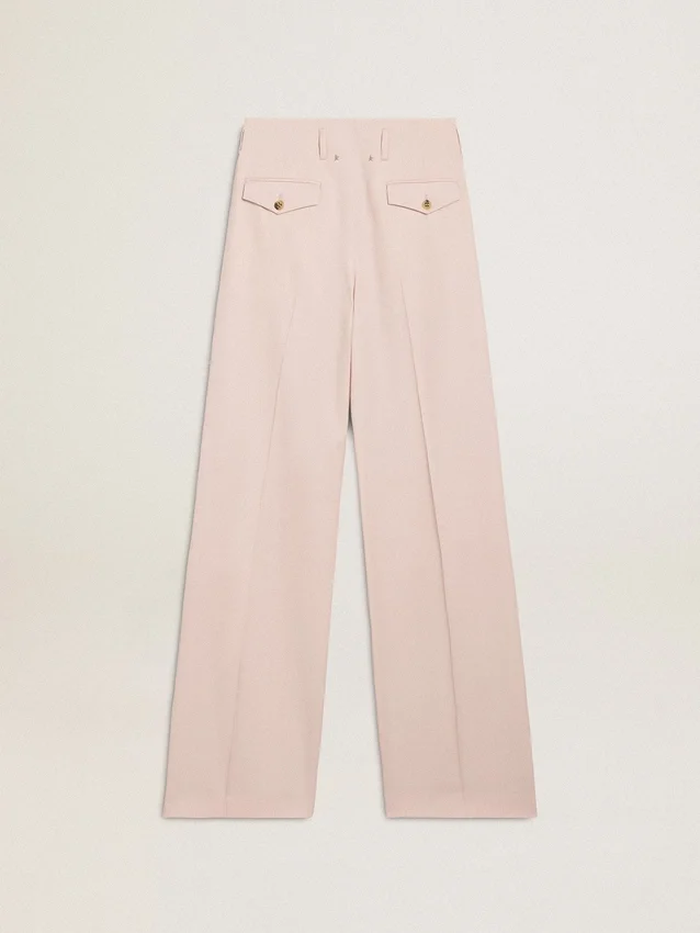 Pantalones de mujer de tejido de lana entallado en color rosa
