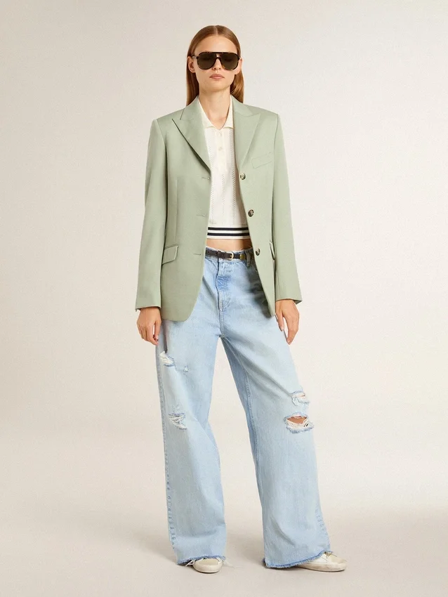Pantalones de mujer en denim con efecto desgastado