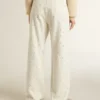 Pantalones de vaqueros blancos de mujer con abalorios y cristales