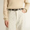 Pantalones de vaqueros blancos de mujer con abalorios y cristales