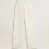 Pantalones de vaqueros blancos de mujer con abalorios y cristales