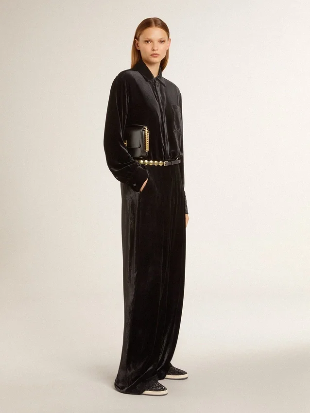 Pantalones negros con efecto terciopelo