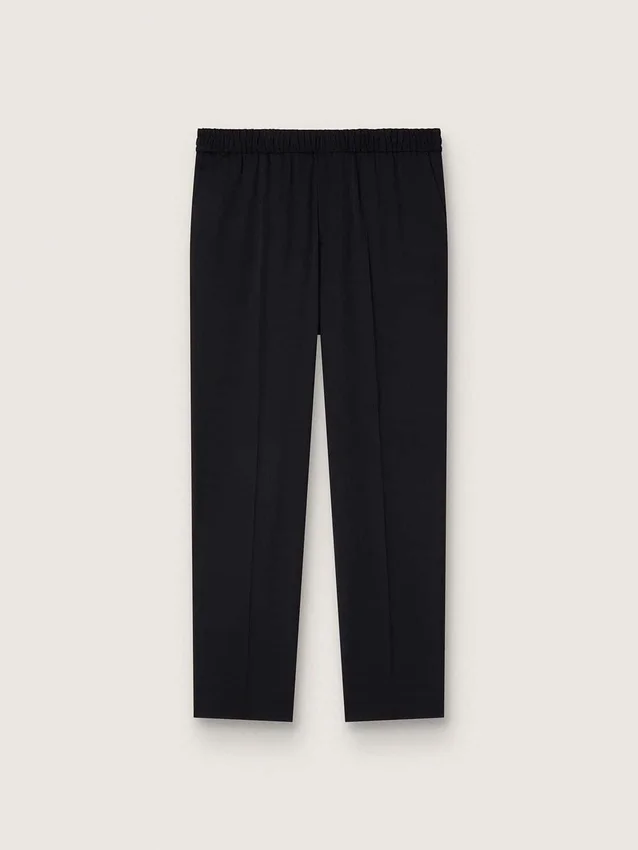 Pantalones negros de gabardina de lana para hombre