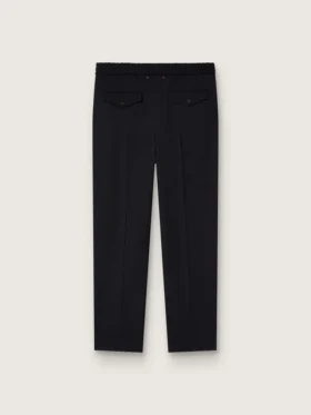 Pantalones negros de gabardina de lana para hombre
