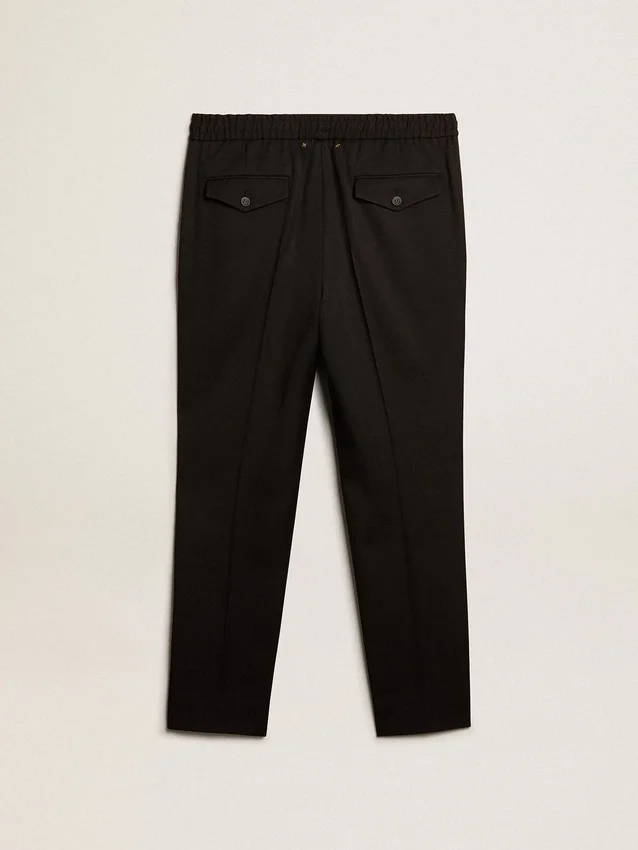 Pantalones negros de gabardina de lana para hombre