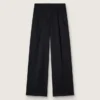 Pantalones negros de gabardina de lana para mujer