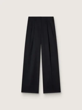 Pantalones negros de gabardina de lana para mujer