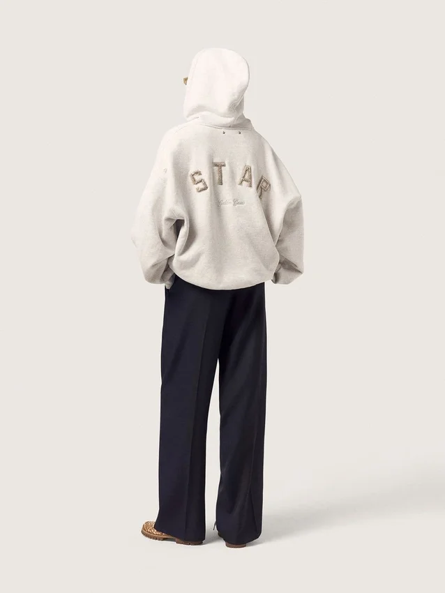 Pantalones negros de gabardina de lana para mujer