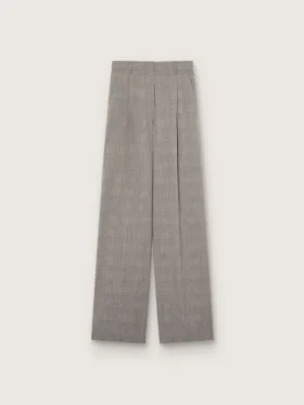 Pantalones oversize de mujer con estampado de cuadros Príncipe de Gales en gris