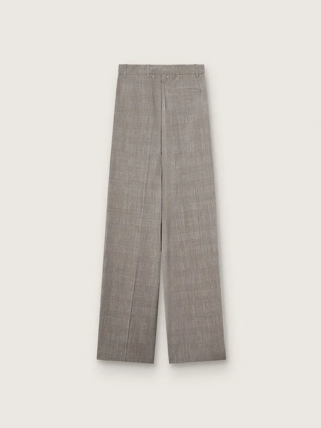 Pantalones oversize de mujer con estampado de cuadros Príncipe de Gales en gris