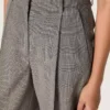 Pantalones oversize de mujer con estampado de cuadros Príncipe de Gales en gris