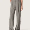 Pantalones oversize de mujer con estampado de cuadros Príncipe de Gales en gris